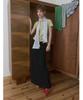 Pisis Side Shirred Long Skirt_Black