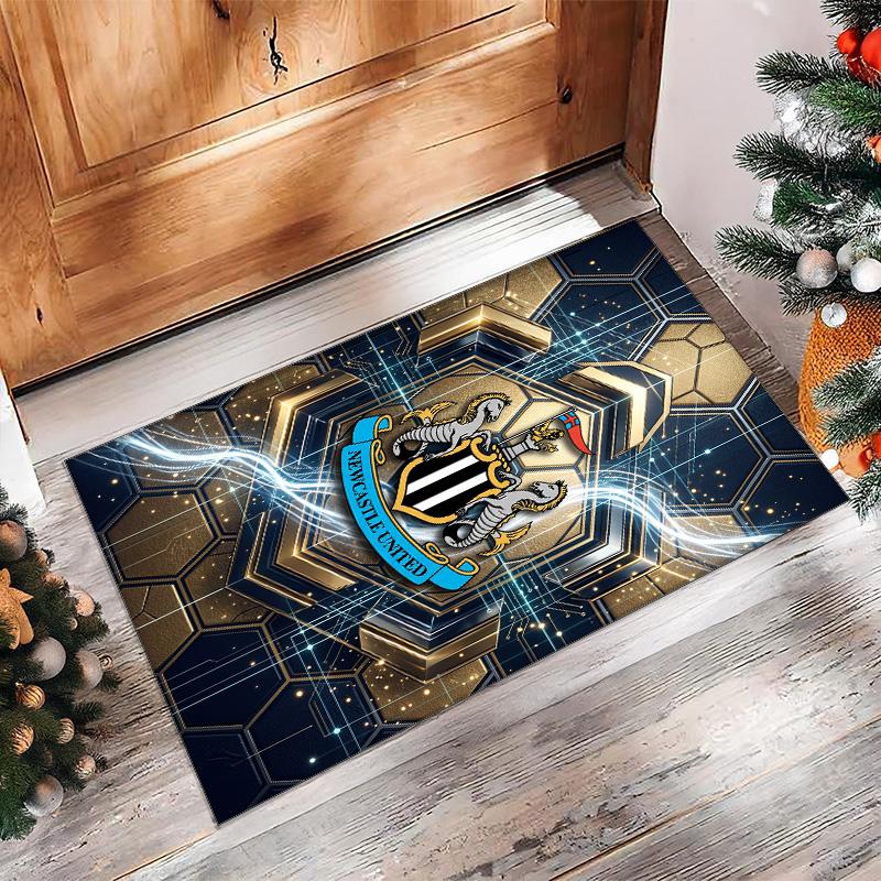 Tappeto in Velluto di Cristallo con Stampa di Calcio del Newcastle United, Comodo Assorbente d'Acqua Antiscivolo Tappeto per Pavimento Interno