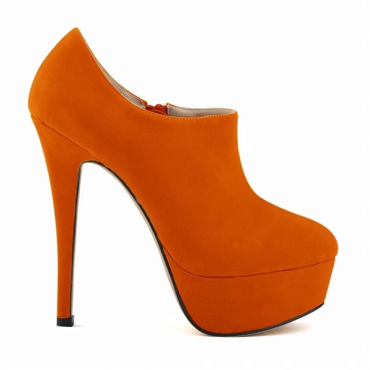 Dámské krátké kozačky Sexy 14cm Semišové Ultra vysoké podpatky Platformové lodičky Černé Kulatá špička Jehlové podpatky Podzimní Zimní boty Velká velikost 44