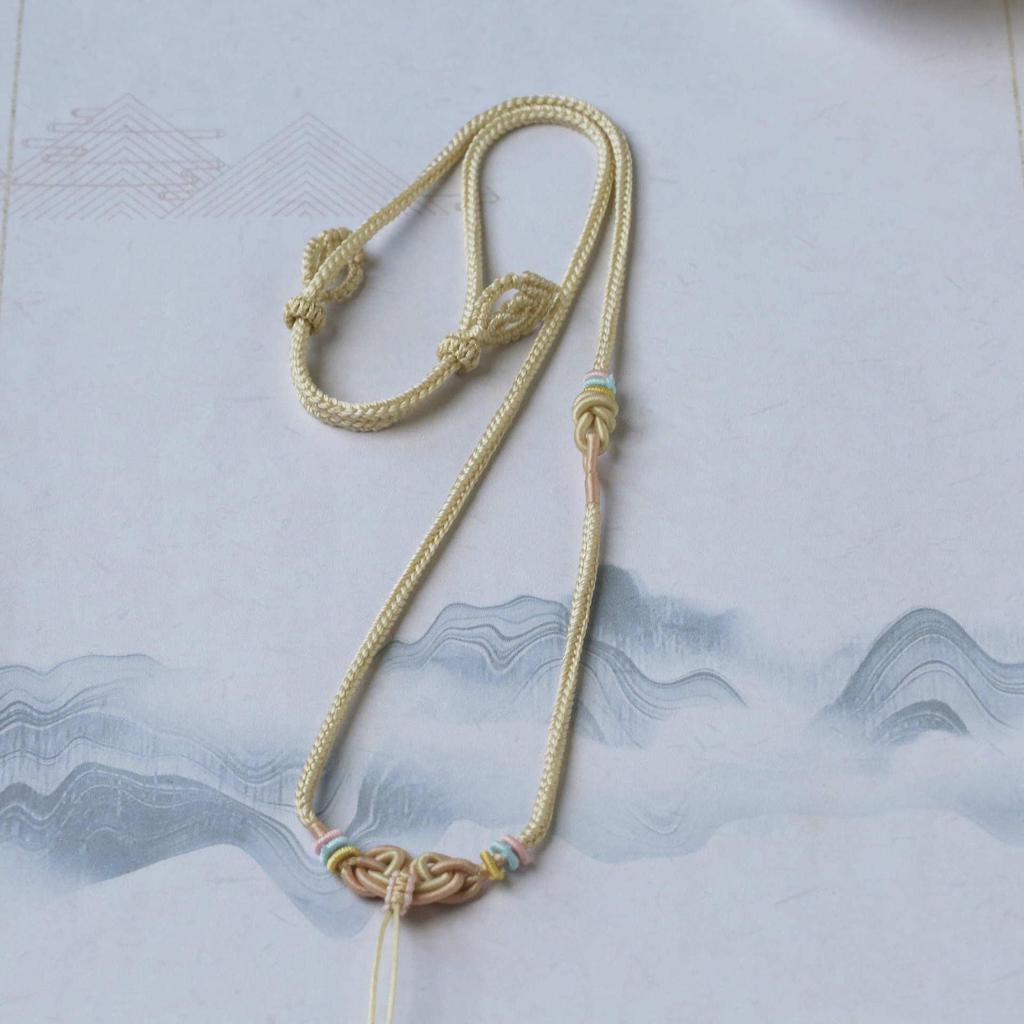 Gold Eight-Strand Braided Necklace with Jadeite Jade Pendant
