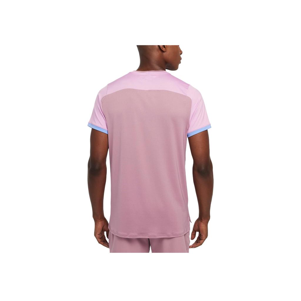 Nike Court Advantage Dri-Fit Comfortable Breathable Stretch Short Sleeve Tennis Shirt Men Tops Dusty-Pink Royal-Pulse White FD5320-523