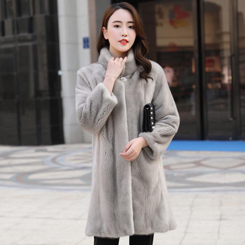 Imitation Mink Coat Women's Long Imitation Fur Coat Velvet Imitation Mink Hair Imitation Fur Women's Stand-up Collar