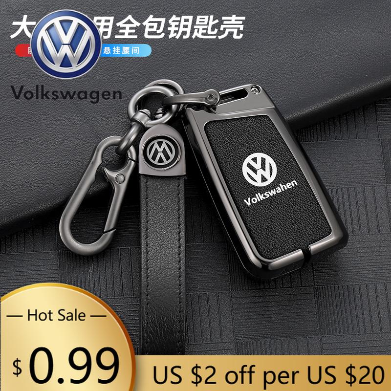 For VW Volkswagen Jetta MK5 Golf Zinc Alloy Leather Car Key Case Full Cover Shell Fob For Volkswagen VW Tiguan MK2 Magotan Passa