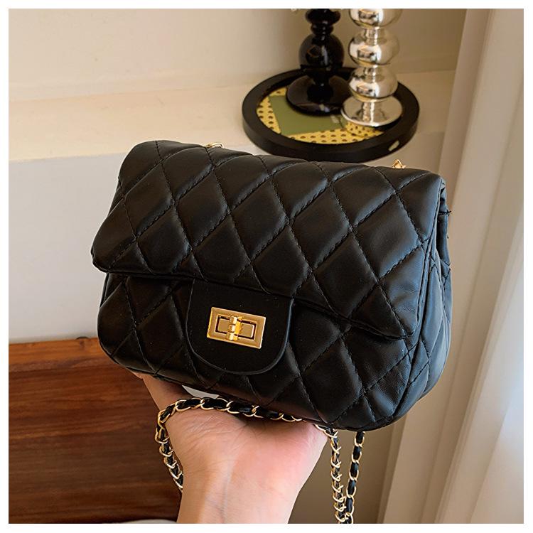 2024 Spring Women's Argyle Chain Crossbody Bag - High-End Fashion with Little Golden Ball Accent