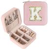 Large Capacity Jewelry Box for Stud Earrings and Rings - Portable Leather Storage with Letter Design