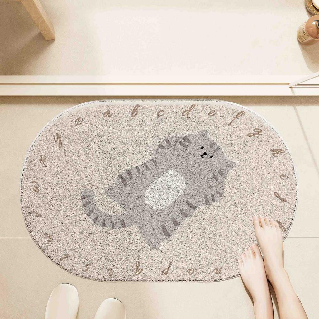 Cartoon Simple Bathroom Floor Mat Household Thickened Absorbent Imitation Cashmere Floor Mat Shower Room Non-Slip And Easy To Take Care Of Foot Mat