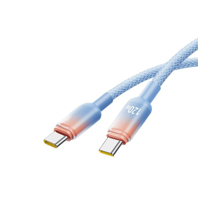 120W Dual Type-C Fast Charging Cable for Apple, Huawei, Vivo, Oppo, Laptops, 6A Charging Support