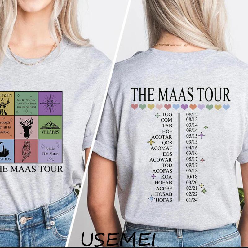 

The Mass Tour Graphic T Shrts Sarah J Maas Tshirt Acotar Tshirt Cotton Short Sleeve Crescent City Merch SJM Merch Printed Tees 4XL