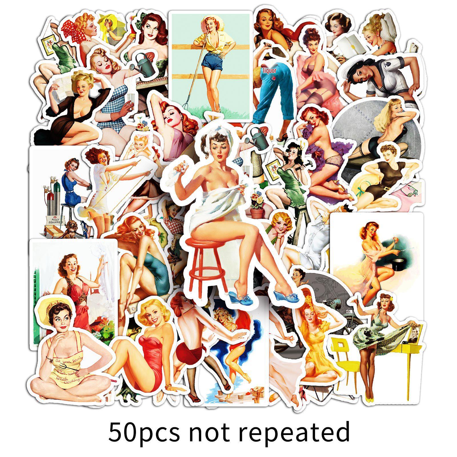 

50 Sexy Girl Waterproof Stickers for Creative Journaling and Notebooks