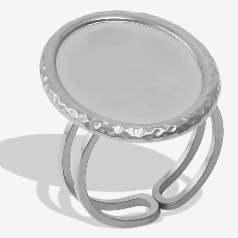 Oval Blank Setting Geometric Cobochons Stainless Steel Open Adjustable Rings For Women Men Accessories Vintage Boho DIY Jewelry