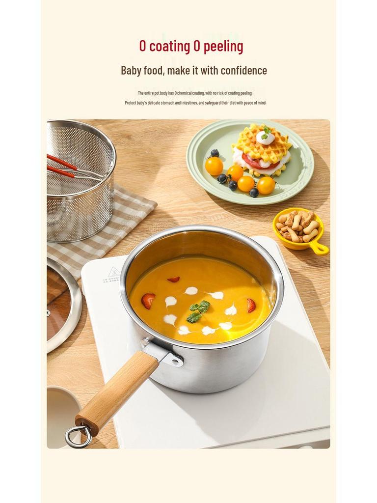 Multifunctional Mini Deep Fryer & Milk Pot with Frying Basket
