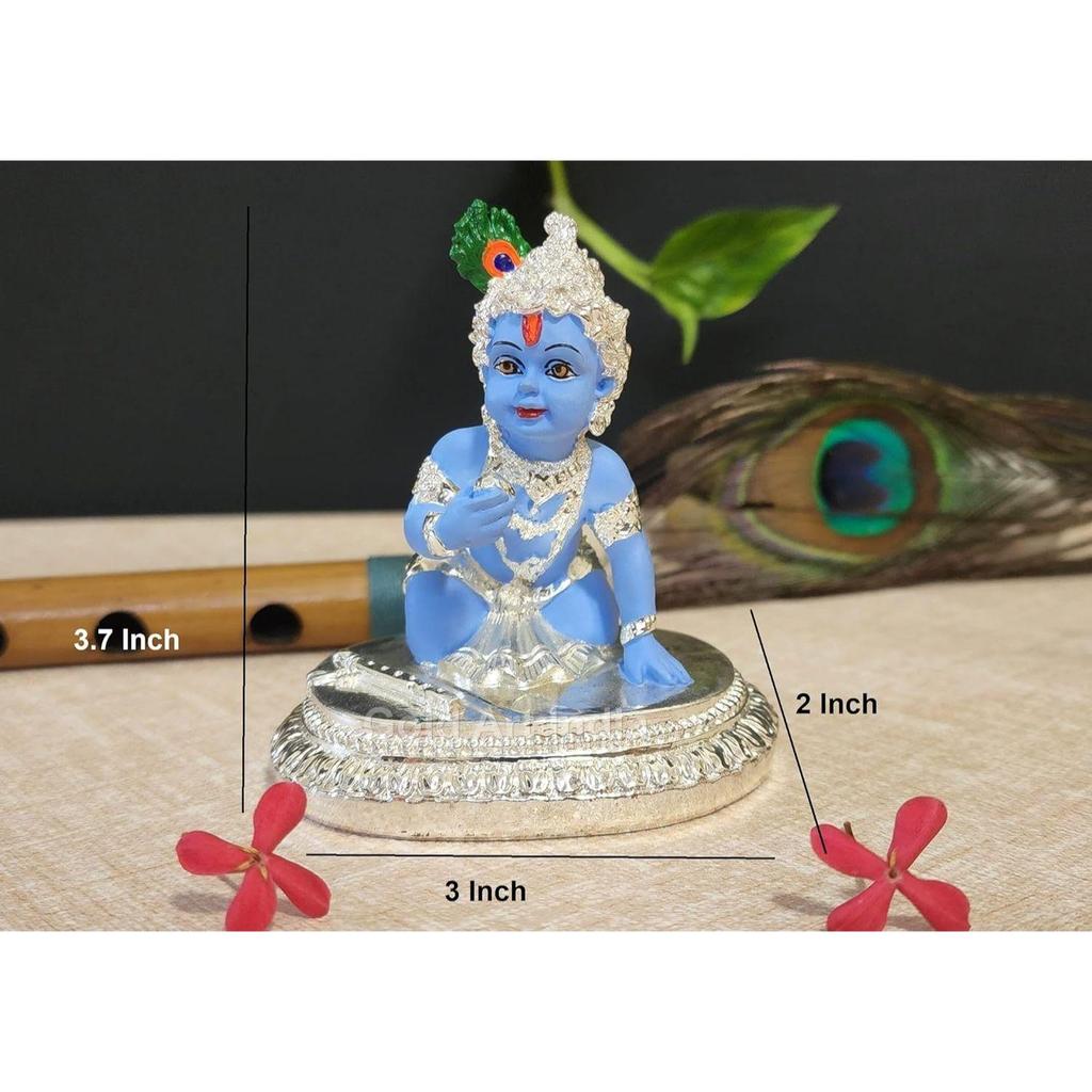 Ceramic Krishna Idol Standing Krishna Playing Basuri | Flute | Kanah JI Statue Hindu God Religious Idol Krishan Figurine for Pooja & Gifting