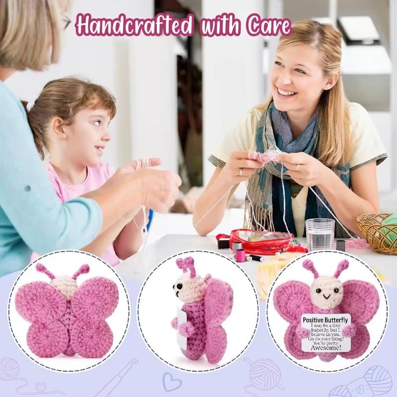 Positive Crochet Butterfly Gift for Women, Mini Handmade Emotional Support Plush for Friends, Girls, Teachers Birthday Christmas