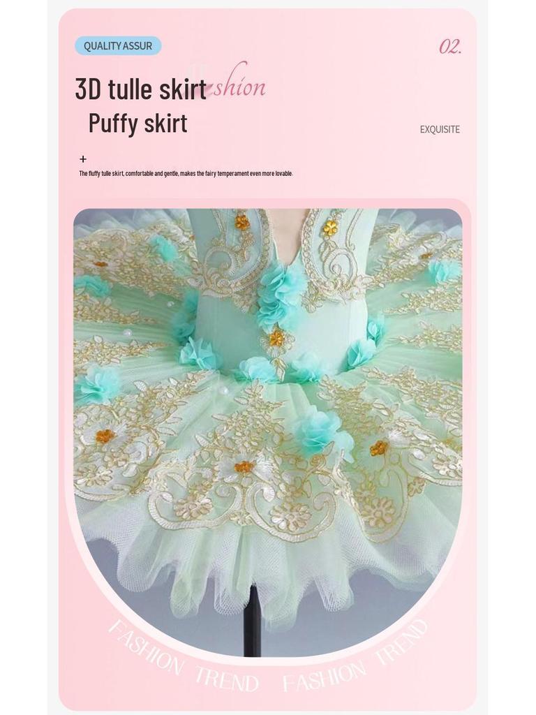 Kleines Schwan Strapless Ballettkleid: Puff-Mesh-Rock & Spitze für Kinderaufführungen