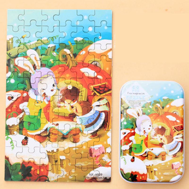 60pcs Children's Wooden Puzzles Baby Early Education Educational Toys Gift with Storage Box