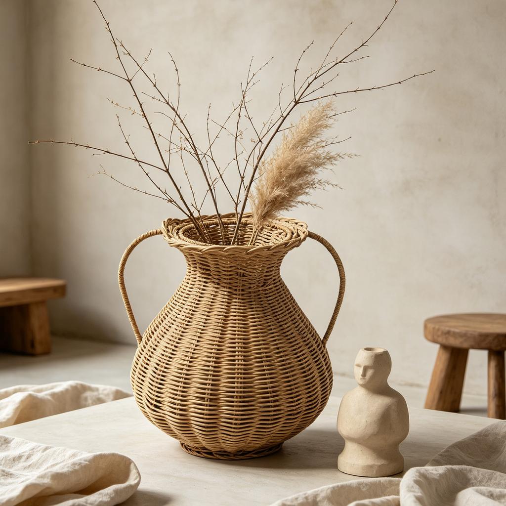 Handwoven Faux Vase for Home Decor, Table Centerpiece