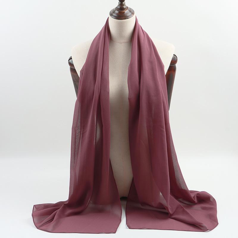 Fashion Pearl Chiffon Hijab Shawls Of Muslim Women Solid Color Head Wraps Scarf For Ladies