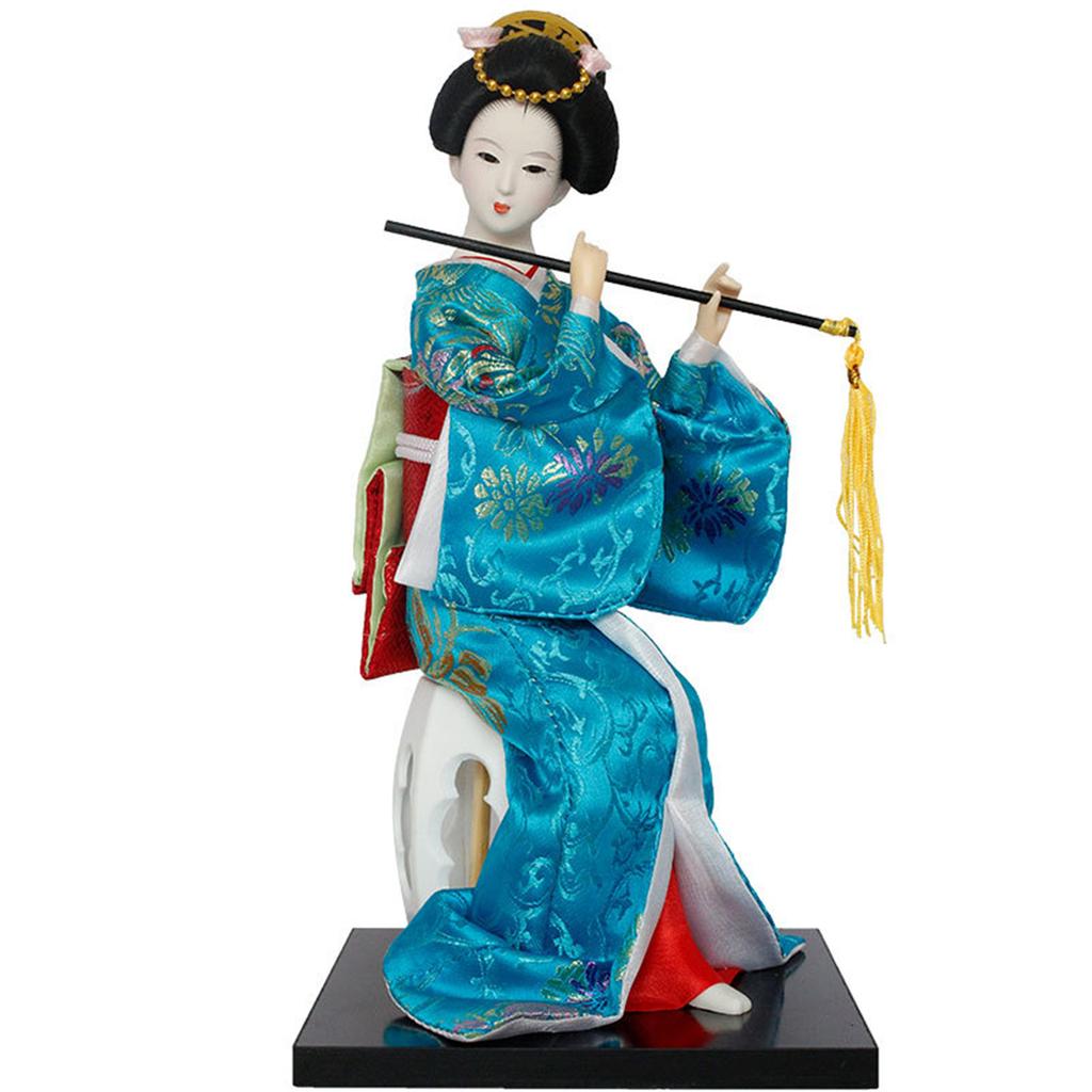 Boneca Gueixa Asiática Vintage 12 Polegadas Tipo Japonês Tradicional Quimono Estatueta para Decoração de Sala de Estar