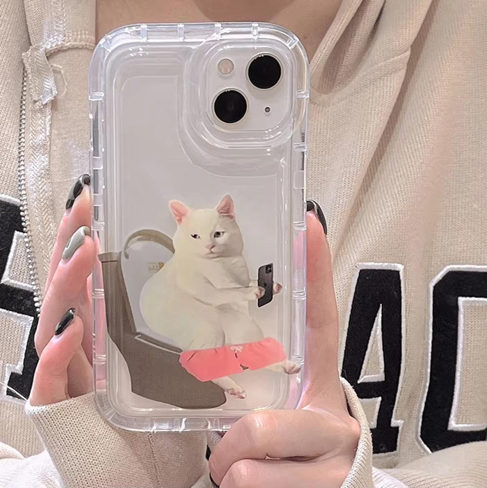 Funny Bag Cat Pattern Clear Phone Case For iPhone 17 Pro Max 16 15 14 13 12 11 Pro Max X XR15 Plus 16E 17Air Bumper Cover
