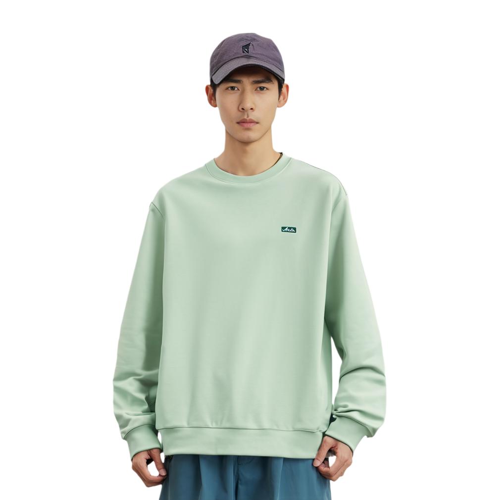 Anta Solid Color Round Neck Loose Casual Knit Pullover Sweatshirt Men sweatshirt Sagittarius-Green 952418713-5
