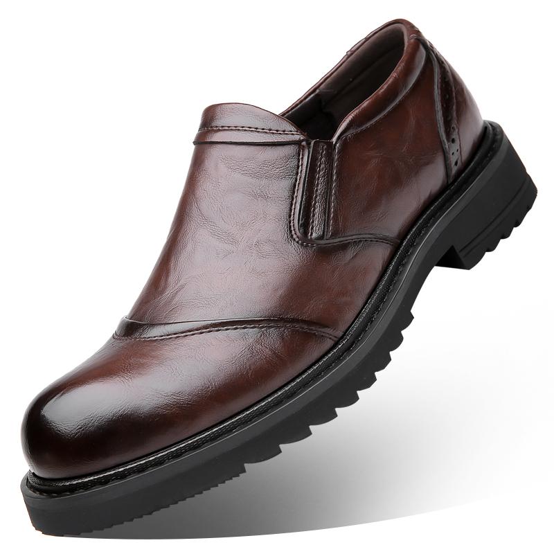 Men's Genuine Cow Leather Shoes Business Casual Shoes With Triple-Stitched Soles For Middle-Aged And Elderly Men