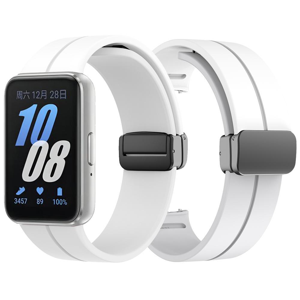 

Спортивный силиконовый ремешок для Samsung Galaxy Fit3 Fit 3 SM-R390 Магнитный ремешок с D-образной пряжкой Браслет Сменные аксессуары 1 For Galaxy Fit3 белый