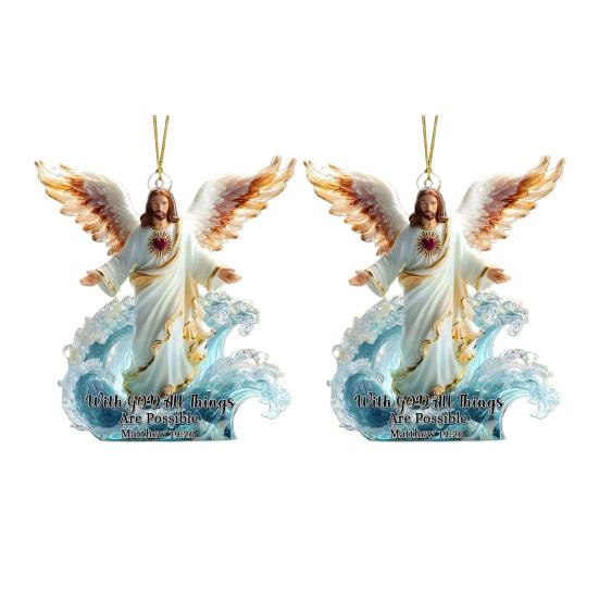 Angel Christmas Ornaments for Tree Religious Holy Family Hanging Ornaments Acrylic Jesus Angel Pendant for Holiday Home Decor