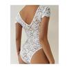 European and American Lace Trim Slimming Short Sleeve Bodysuit
