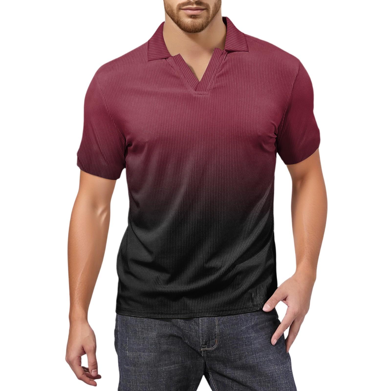 

Мужская модная футболка для гольфа с коротким рукавом и V-образным вырезом XL красный