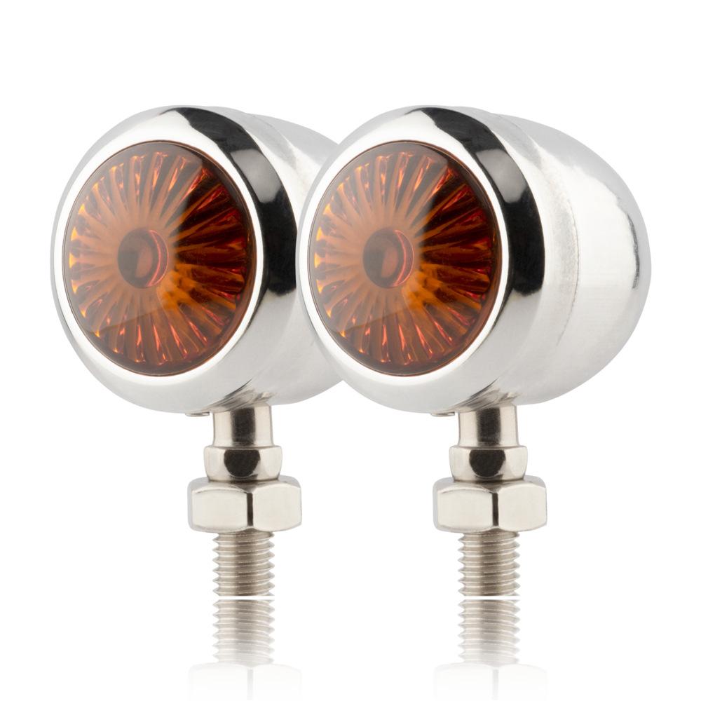2PCS Vintage Motorcycle Accessories Modified Turn Signal Light SingleWire Mini Round Rear Indicator Metal