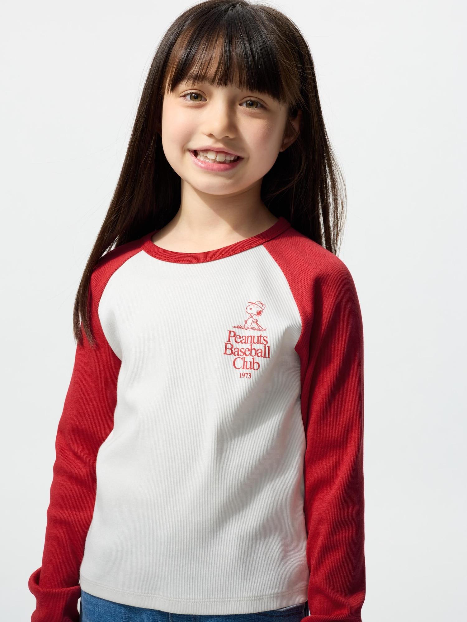 

Uniqlo Девочки PeanUts Мягкий Рубчик Удлиненный Рукав B 15 RED/KIDS 160
