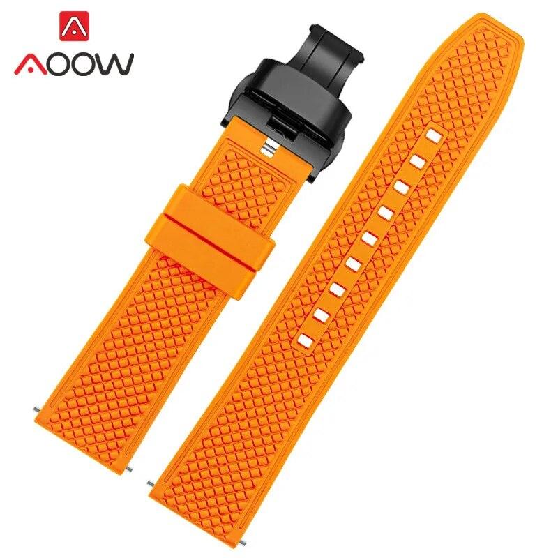 Fluoro Rubber Strap 20mm 22mm Quick Release Soft Sport Waterproof Stainless Steel Butterfly Buckle Men Replacement Watch Band