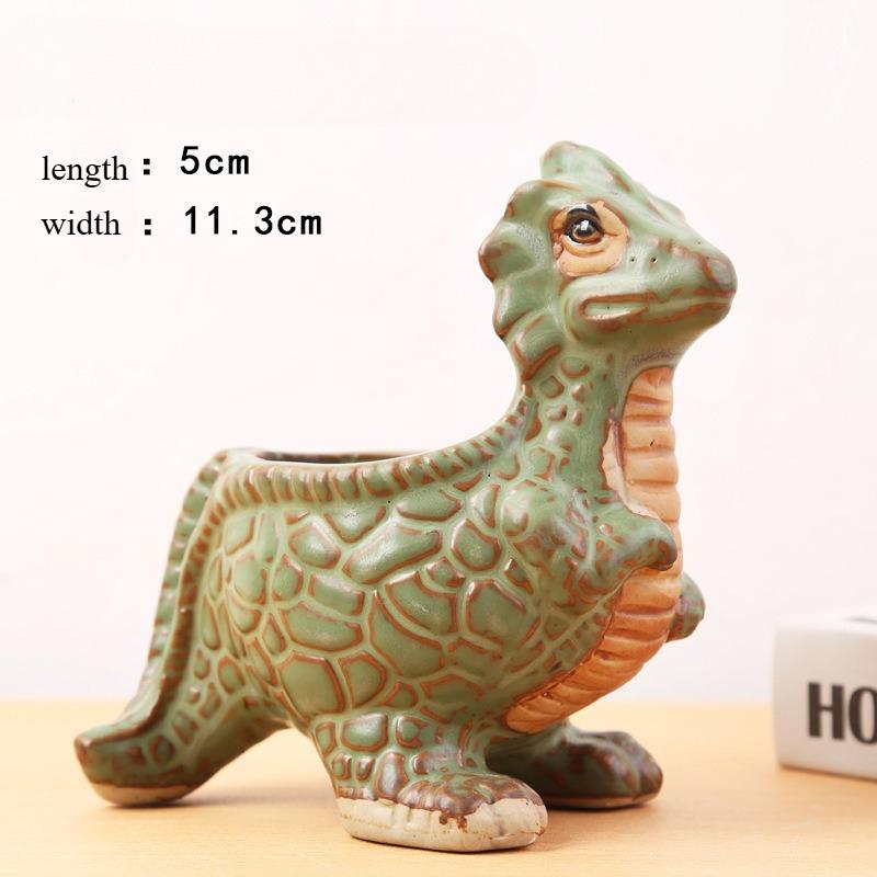 Cartoon Dinosaur Shaped Succulent Cactus Ceramic Personality Small Potted Flower Pot and New Style Indoor Cultivation Universal