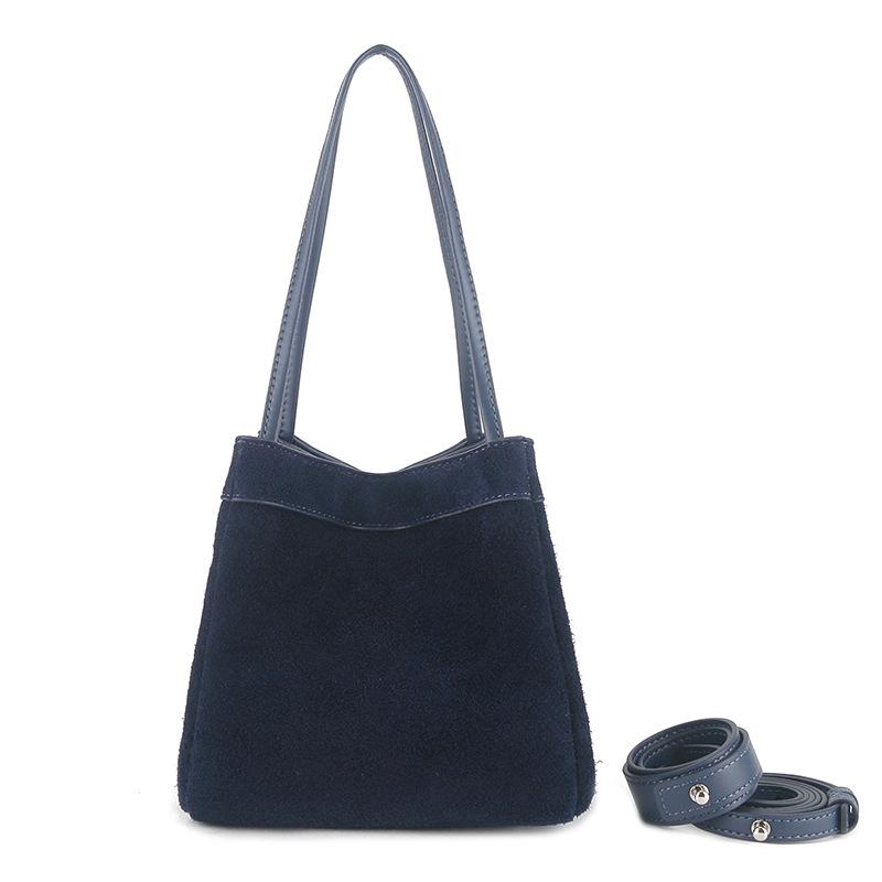 Autumn/Winter Suede Leather Deformable Basket Handbag - Crossbody & Shoulder Bag.