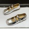 Korean Version of Flat-bottomed Versatile Word with Ballet Single Shoes Women's 2025 New Summer Retro Square Head Mary Jane Small Leather Shoes
