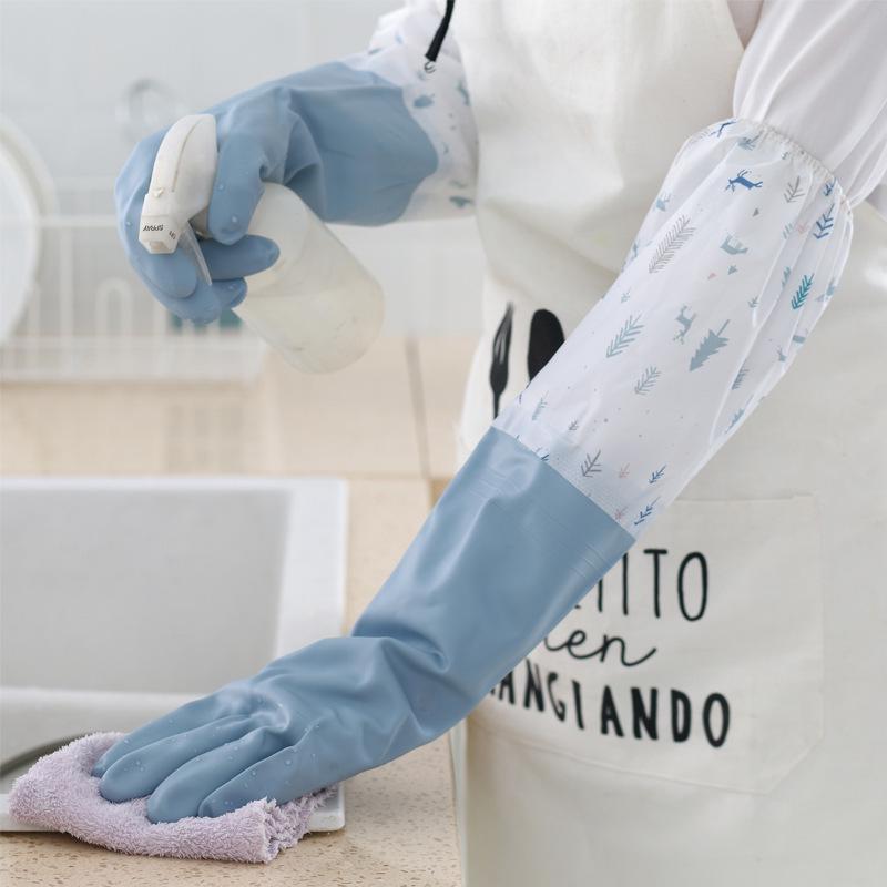 Fleece-Lined Waterproof Rubber Gloves for Dishwashing and Laundry