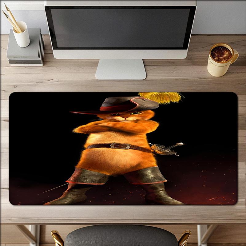 Puss In Boots Theme Mouse Pad, Non Slip Rubber Base, Multifunctional Office & Home Decor, Perfect for Workspace Personalization.