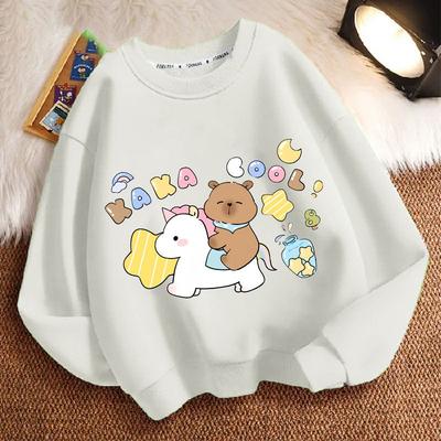 Cute Capibara Loose Sweatshirt for Children, Round-neck Long-sleeved Casual Sweatshirt for Boys and Girls In Spring and Autumn