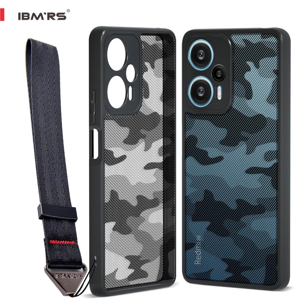 (Comes with wrist strap)ibmrs for Xiaomi Note12 Turbo/POCO F5 case,camouflage transparent phone protective case