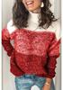 2020 Autumn New Women's Casual High Neck Striped Color Block Sweater