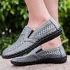 Herren Weiße Slipper Slipper Grau Fahrschuhe Flach Schwarz Wanderschuhe Walking Orthopädische Handgefertigte Schuhe Übergröße