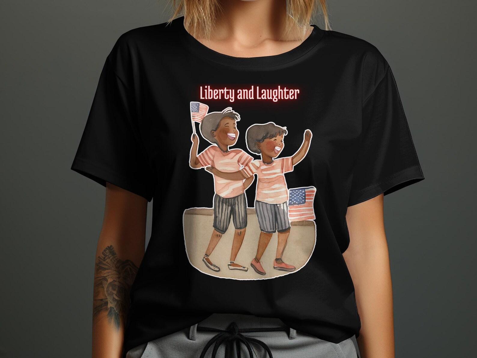 Patriotic Kids T-Shirt: Liberty and Laughter American Flag Tee 130