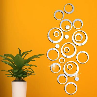 3D Circular Mirror Wall Sticker Self-Adhesive Acrylic Mirror Decals DIY Office Living Room Bedroom Decoration Art Wall Stickers