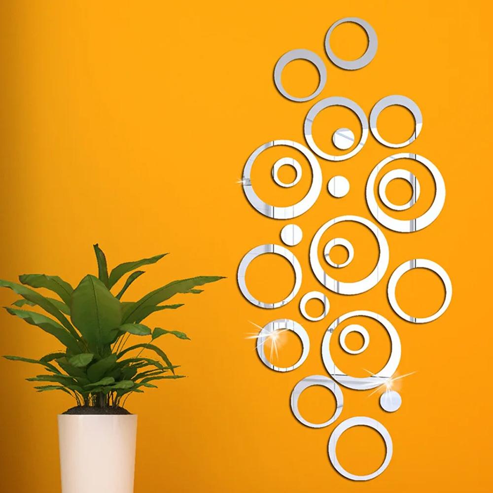 3D Circular Mirror Wall Sticker Self-Adhesive Acrylic Mirror Decals DIY Office Living Room Bedroom Decoration Art Wall Stickers