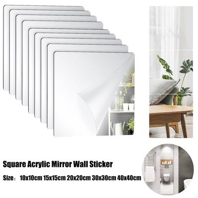 1-8 Pcs  Adhesive Acrylic Square Mirror,  for Mirrors Wall Decor Set for Bathroom Home Gyms Bedroom Thickness 1.5mm