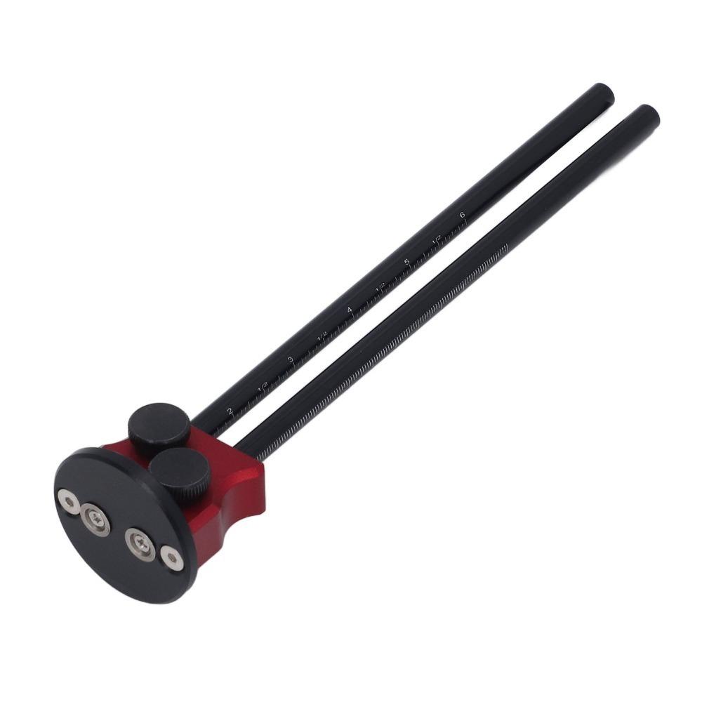 

Aluminum Alloy Double Head Wheel Marking Gauge Red-Black Wheel Gauge Woodworking Marking Tool with Inch and MM Scale