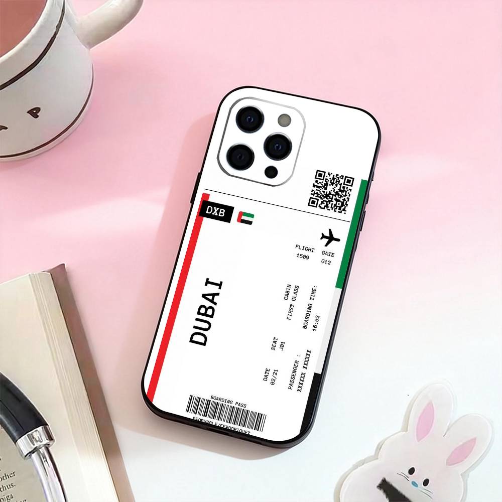 Boarding Pass Plane Ticket Phone Case Silicone Soft For IPhone 17,16,15,14,13,12,11,XS,Plus Pro Max