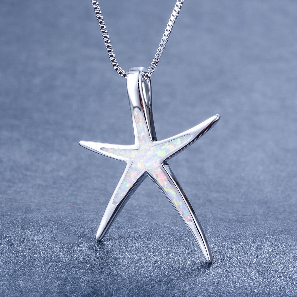 

Shine hot sale versatile collarbone chain blue sea star pendant, opal necklace niche necklace jewelry women s jewelry