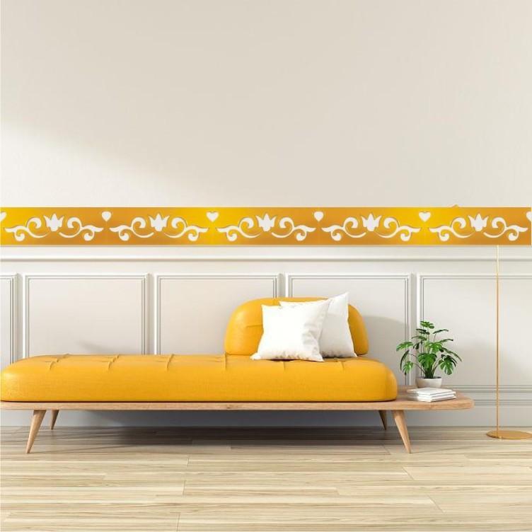 Self Adhesive Wallpaper Border, Acrylic 3D Mirror Effect Peel and Stick Wall Decor for TV Feature Wall, Living Room