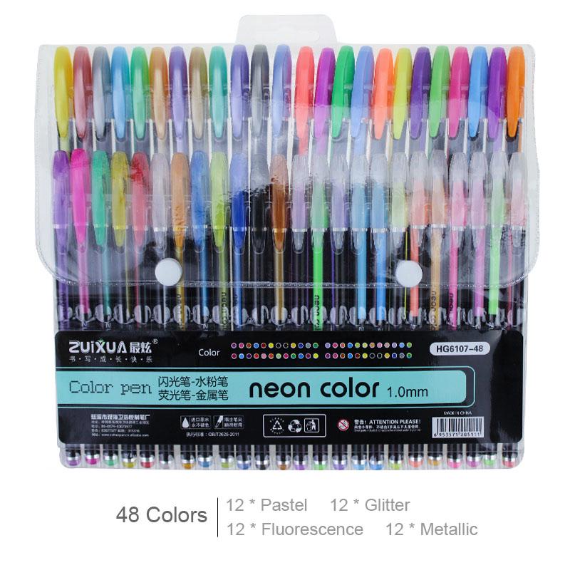 48X Fluorescent Gel Ink Pen Refill Watercolor Brush Colorful Stationery Neon Set 48X Fluorescent Gel Ink Pen Refill Watercolor Brush Colorful Stationery Neon Set